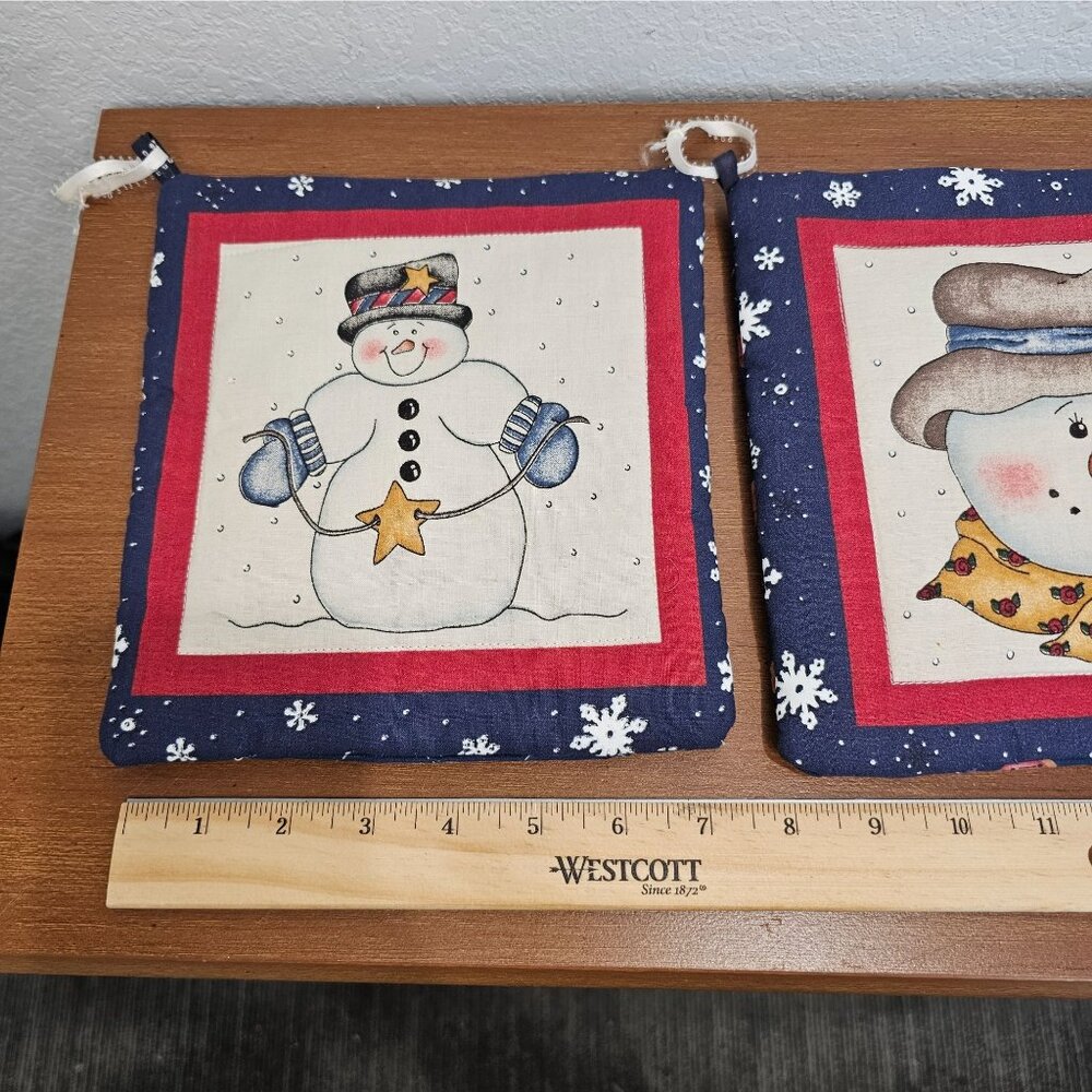 Potholders Handmade Christmas Snowman Set of 2 - Picture 3 of 7